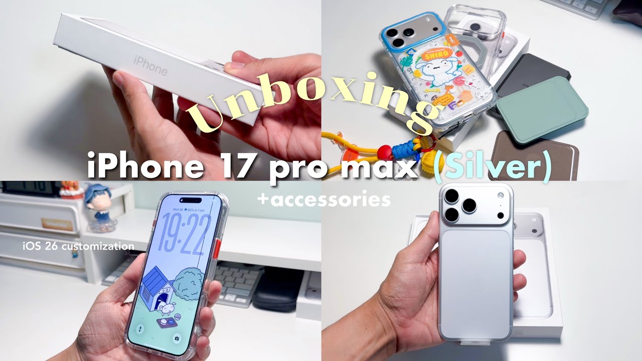 แกะกล่อง IPhone 17 pro max (silver) 512 gb + accessories เครื่องจริงสวยกว่าที่คิดไว้มาก Pinnary Prin