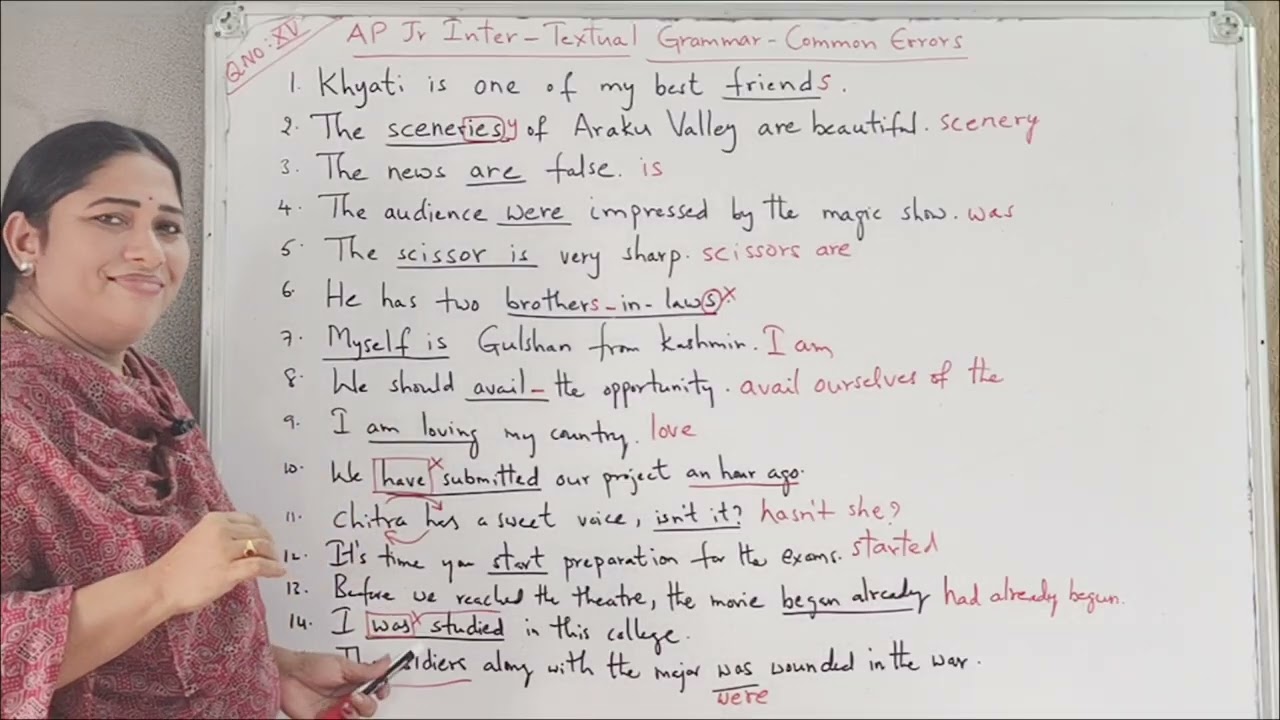 AP Jr Intermediate English Textual Grammar Video - 9  Correction of the sentences 2026