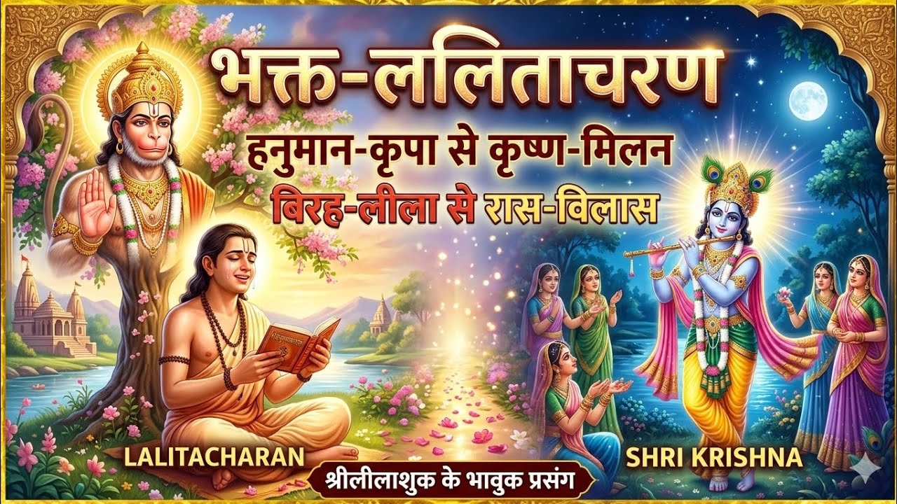 हनुमान भक्त ललिताचारण हनुमान जी की कृपा से कृष्ण मिलन। हनुमान जी के भगत की कथा मोटिवेशन लस्टोरी।।