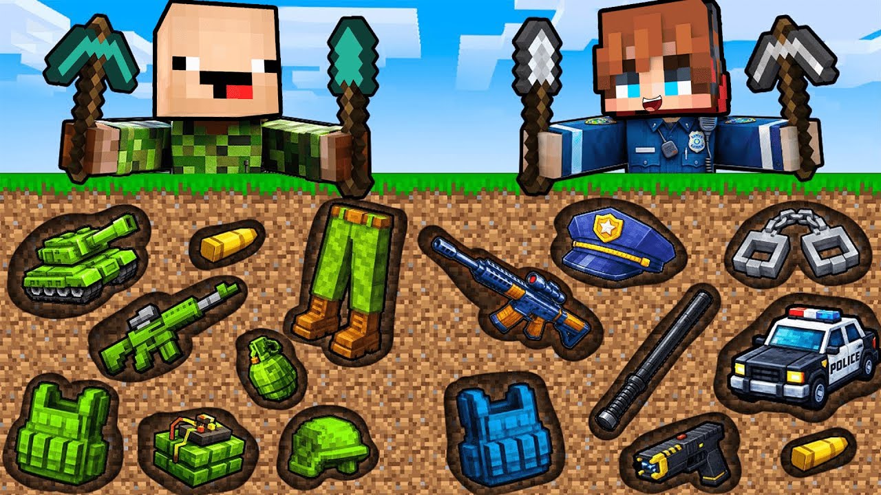 FAKİR VS ZENGİN POLİS VS ASKER MADENİ YARIŞI - Minecraft