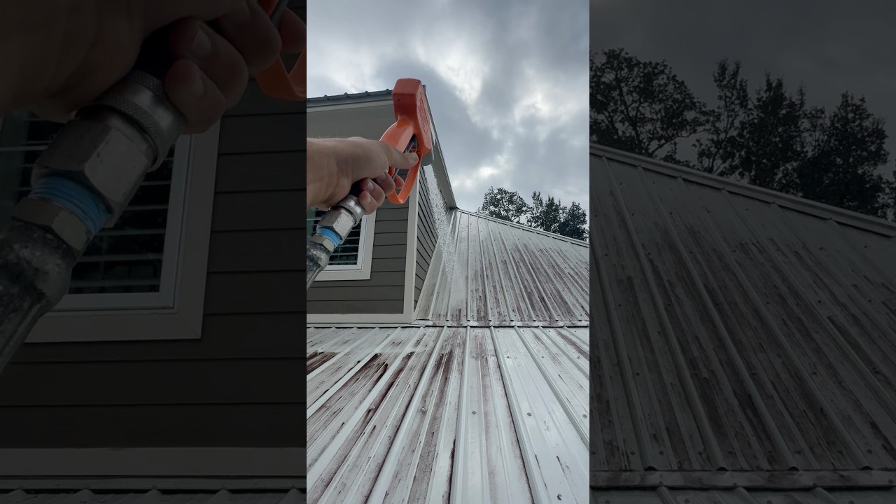 NASTY METAL ROOF CLEANING ! 😳✅🙏🏼 #metalroof #roofwashing #softwashing