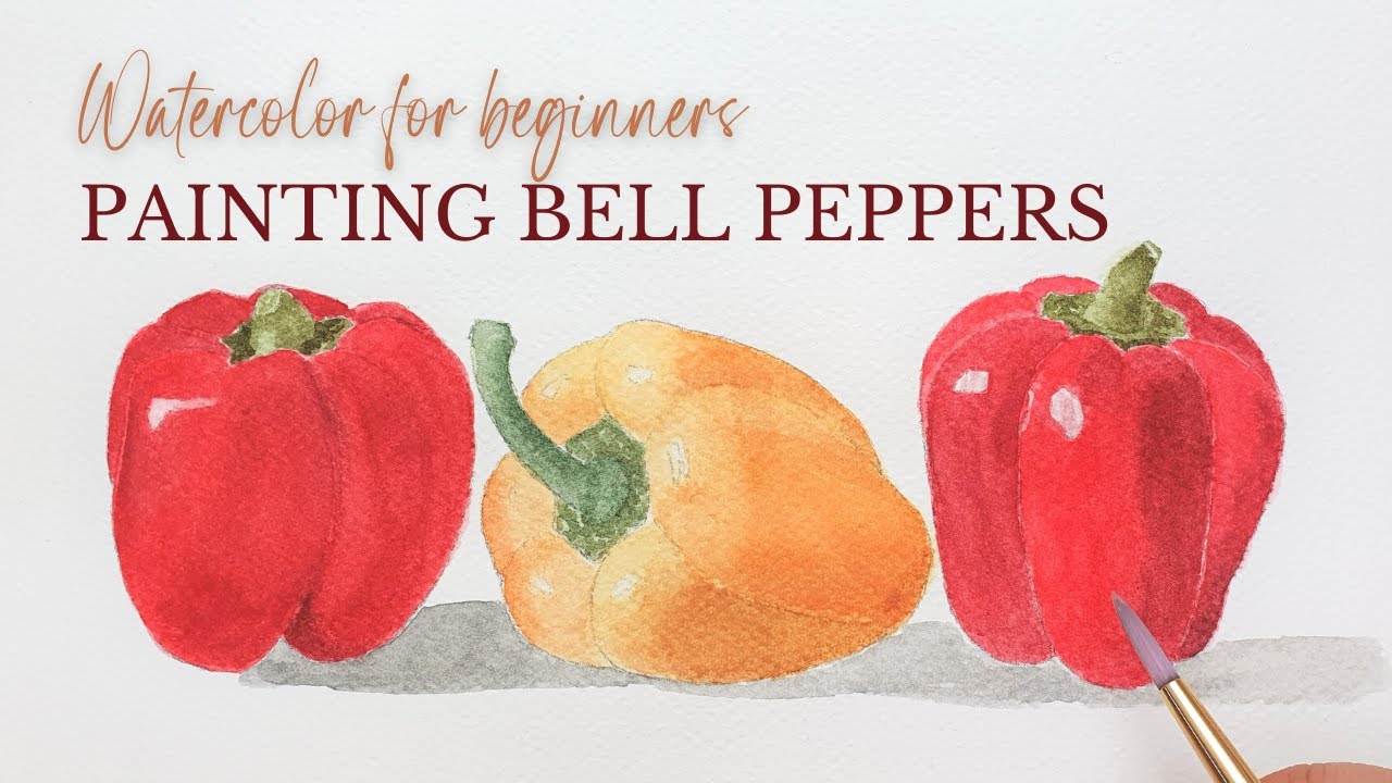 Melukis Paprika Untuk Pemula | How To Paint Watercolor Bell Peppers