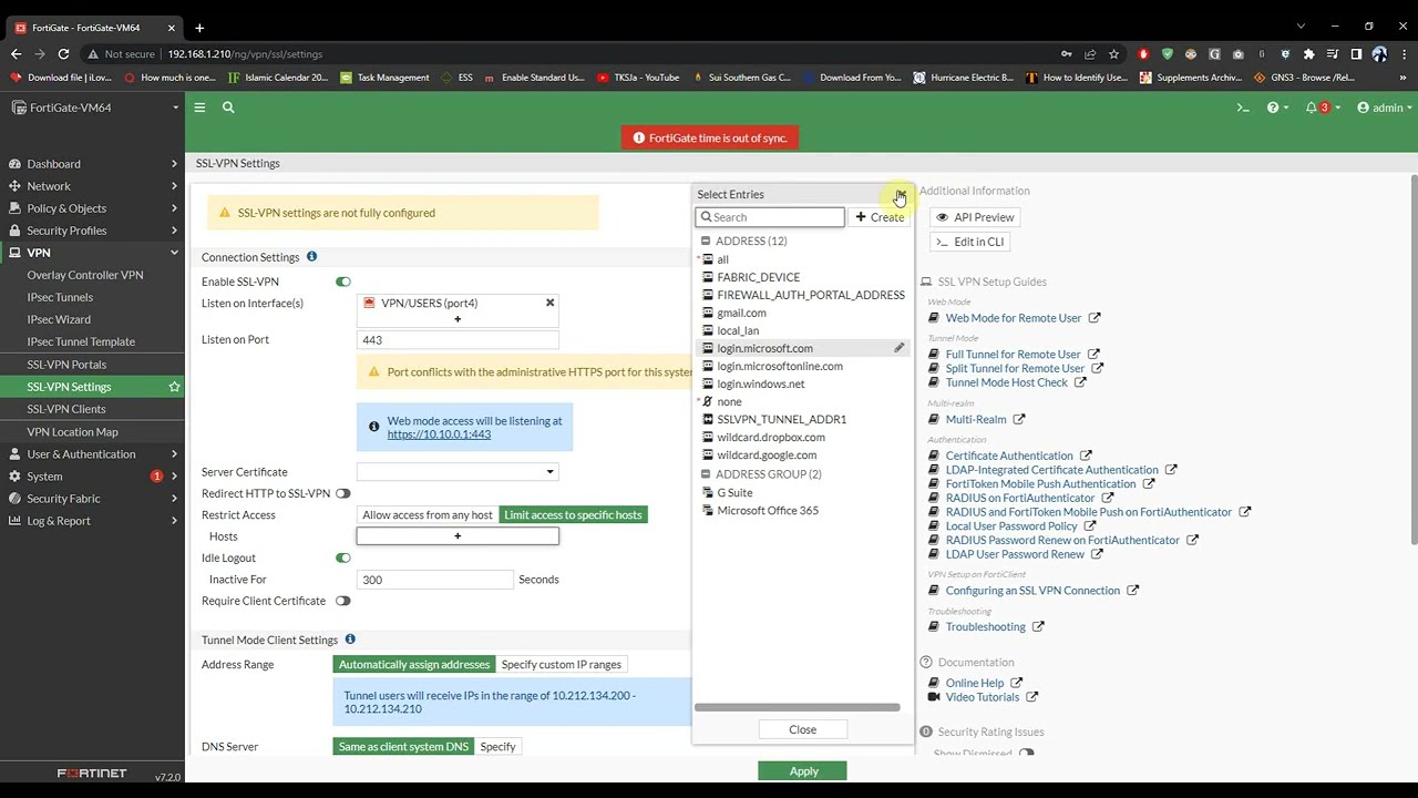 Настройка SSL VPN для брандмауэра Fortigate | Часть 12