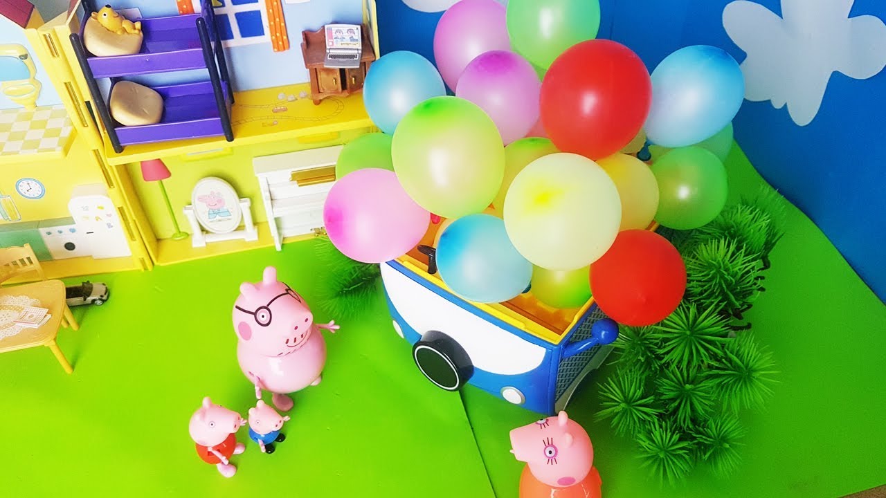 Bajka Świnka Peppa 2018  Peppa dmucha balony- Prank Samochód 100 balonów