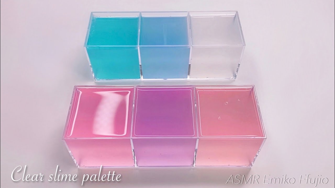 【ASMR】🎨パレットクリアぷるぷるスライム💧✨【音フェチ】Clear water slime palette 물 슬라임 팔레트