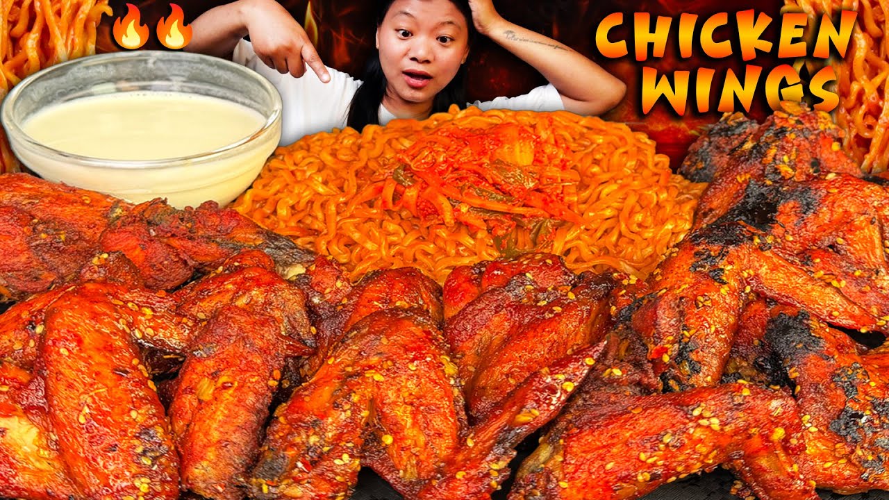 Ultimate Spicy Mukbang🔥Hot Buffalo Wings & Fire Noodles | Spicy Food Challenge | Nepali Mukbang