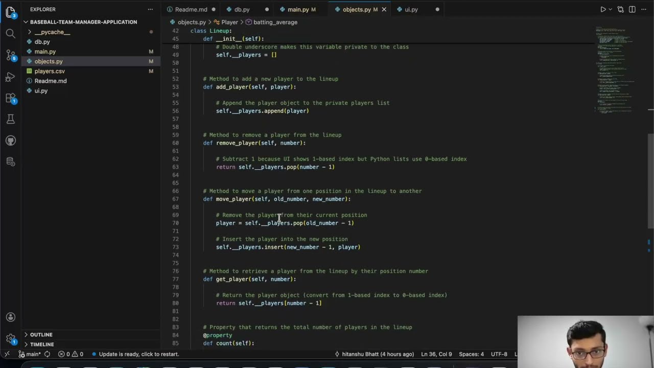 Baseball Team Management in Python