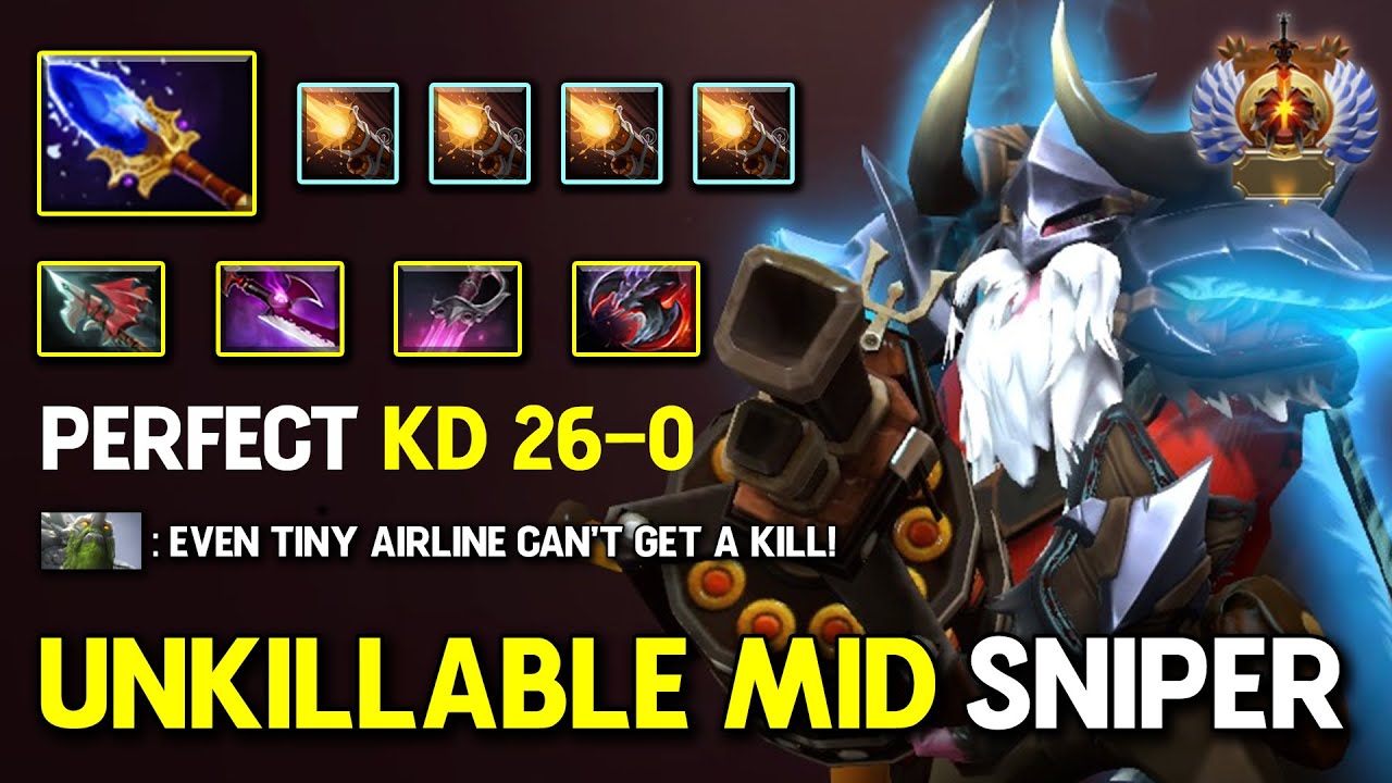 UNKILLABLE MID Sniper Perfect 26Kills & Zero Mercy With Aghs Scepter + Khanda Build 7.36c DotA 2