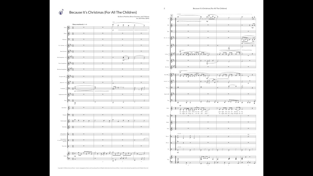 Because It's Christmas by Barry Manilow/arr. Bill Miller (ArrangeMe Catalog)