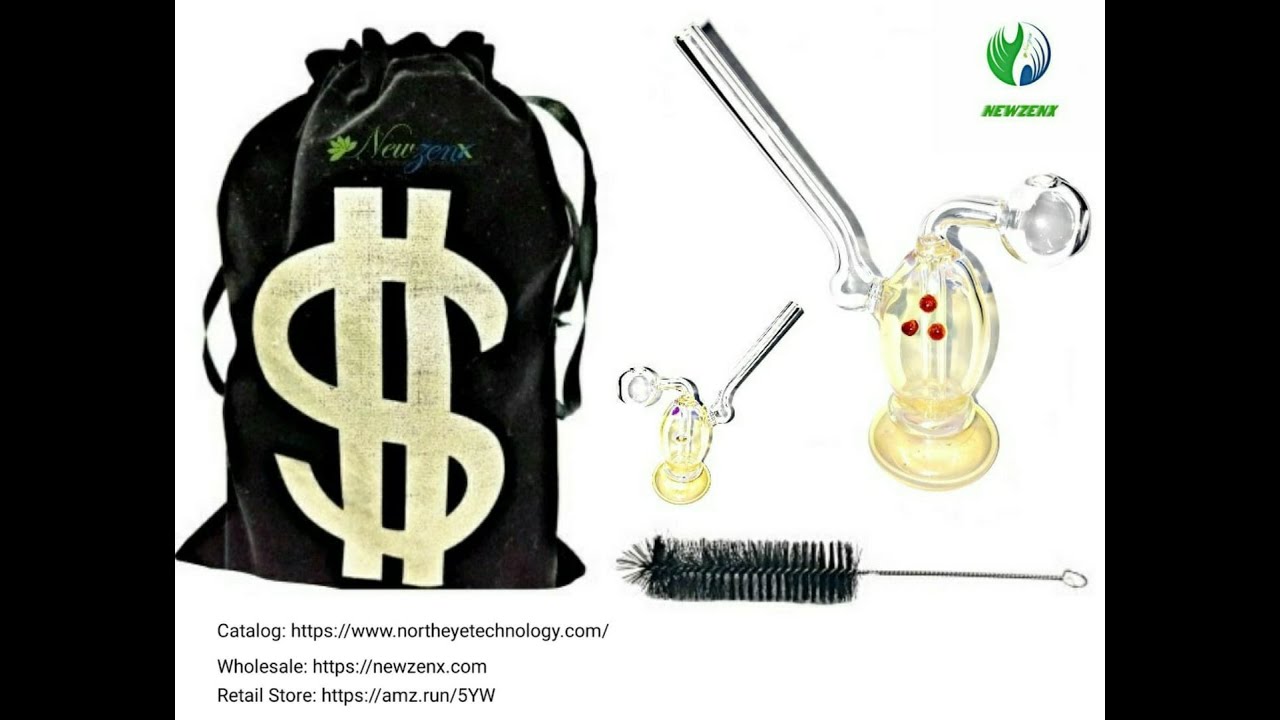 Newzenx&reg; Glass Oil Burner Honey/Meth Bong 4 Inch Included Velvet Pouch & Accessories