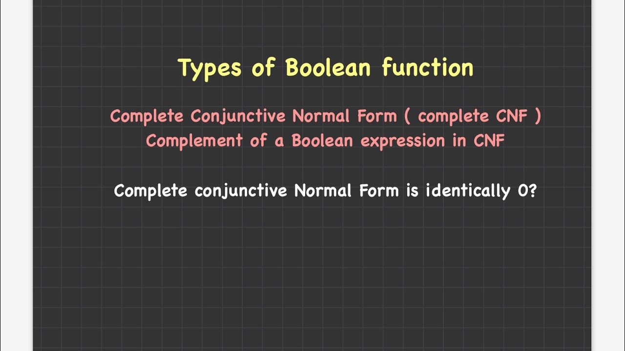 Complete conjunctive Normal Form | Complement of CNF # Boolean Algebra