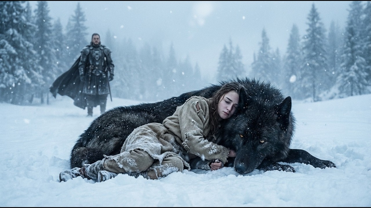 Cayó moribunda en la nieve tras su rechazo — un misterioso lobo negro la envolvió.