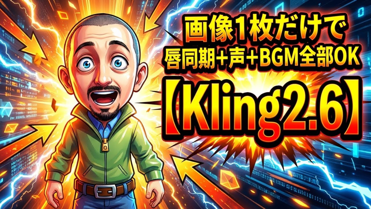 【Kling2.6】画像1枚だけで唇同期の喋り声＋効果音＋BGMまで完全同期した動画が一発生成
