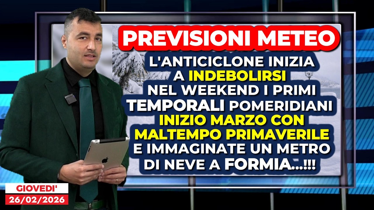Previsioni Meteo, l'Anticiclone scricchiola: scenari di instabilità. E immaginate la neve a Formia…