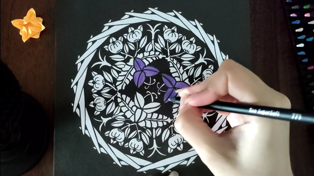 ASMR | 30 minutes of coloring | Coloring a mandala | Sounds pencils | No talking