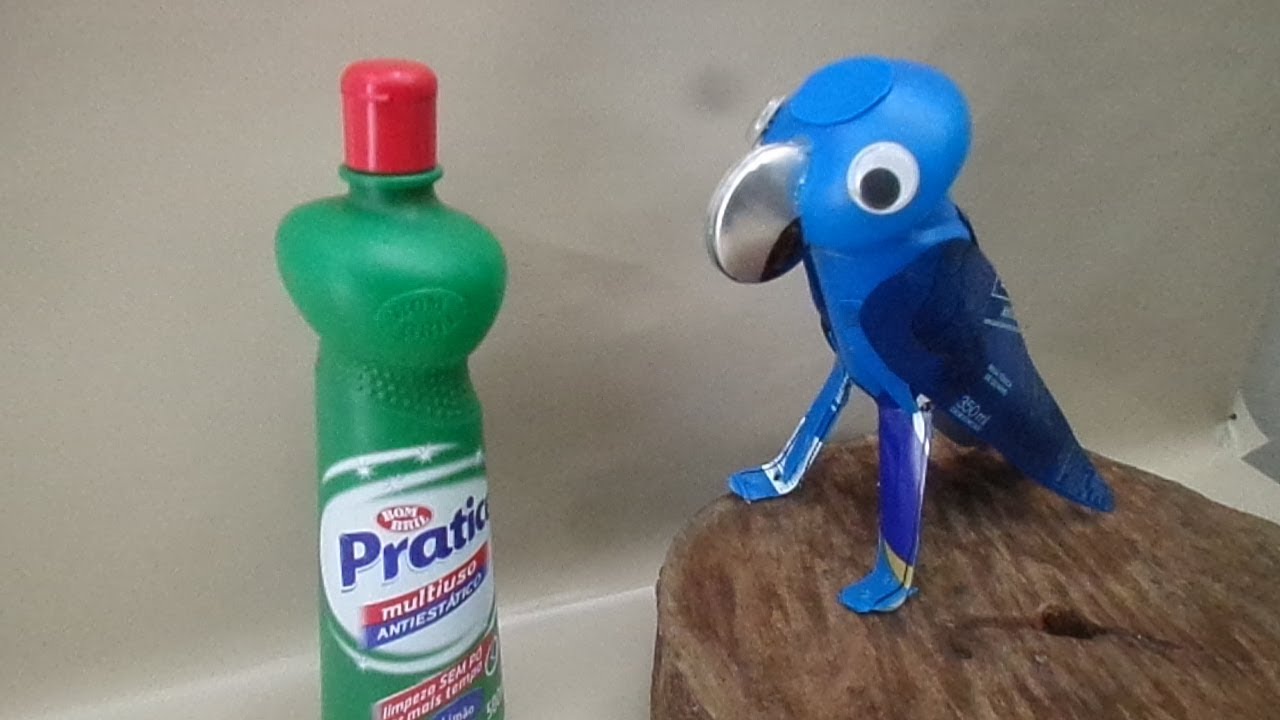 '' SALVEMOS O PLANETA '' ARARA AZUL DE EMBALAGEN DE PLÁSTICO