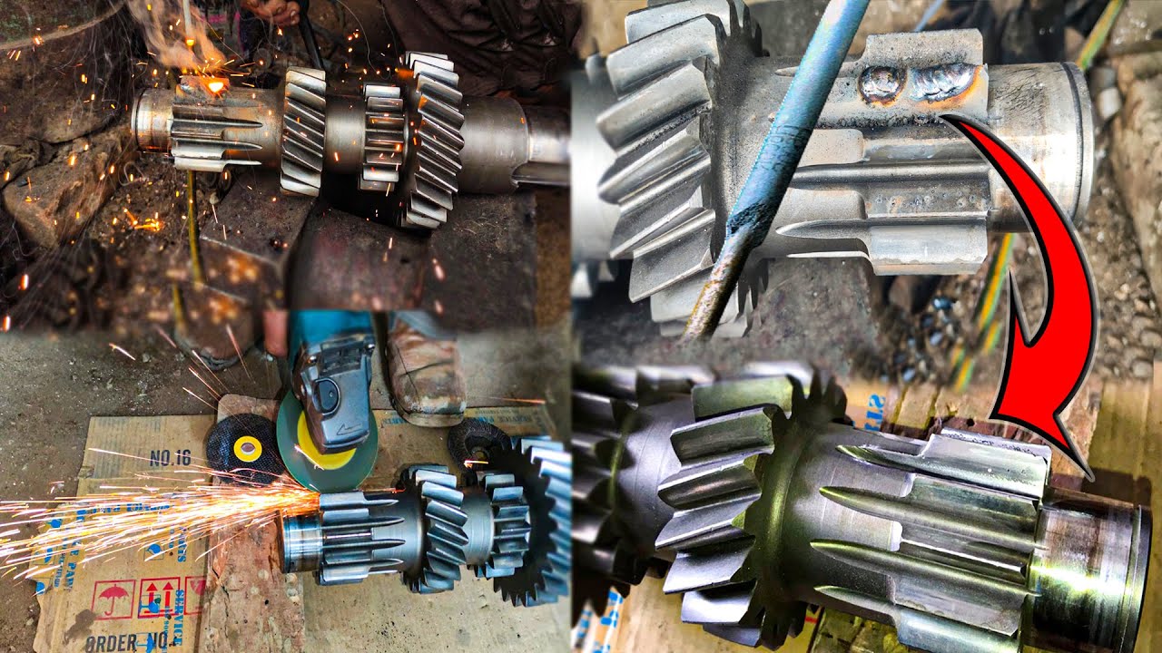 How to Repair Broken Teeth of Gear Shaft ||Gearbox shaft rebuild || Gear Shaft Repairing ||