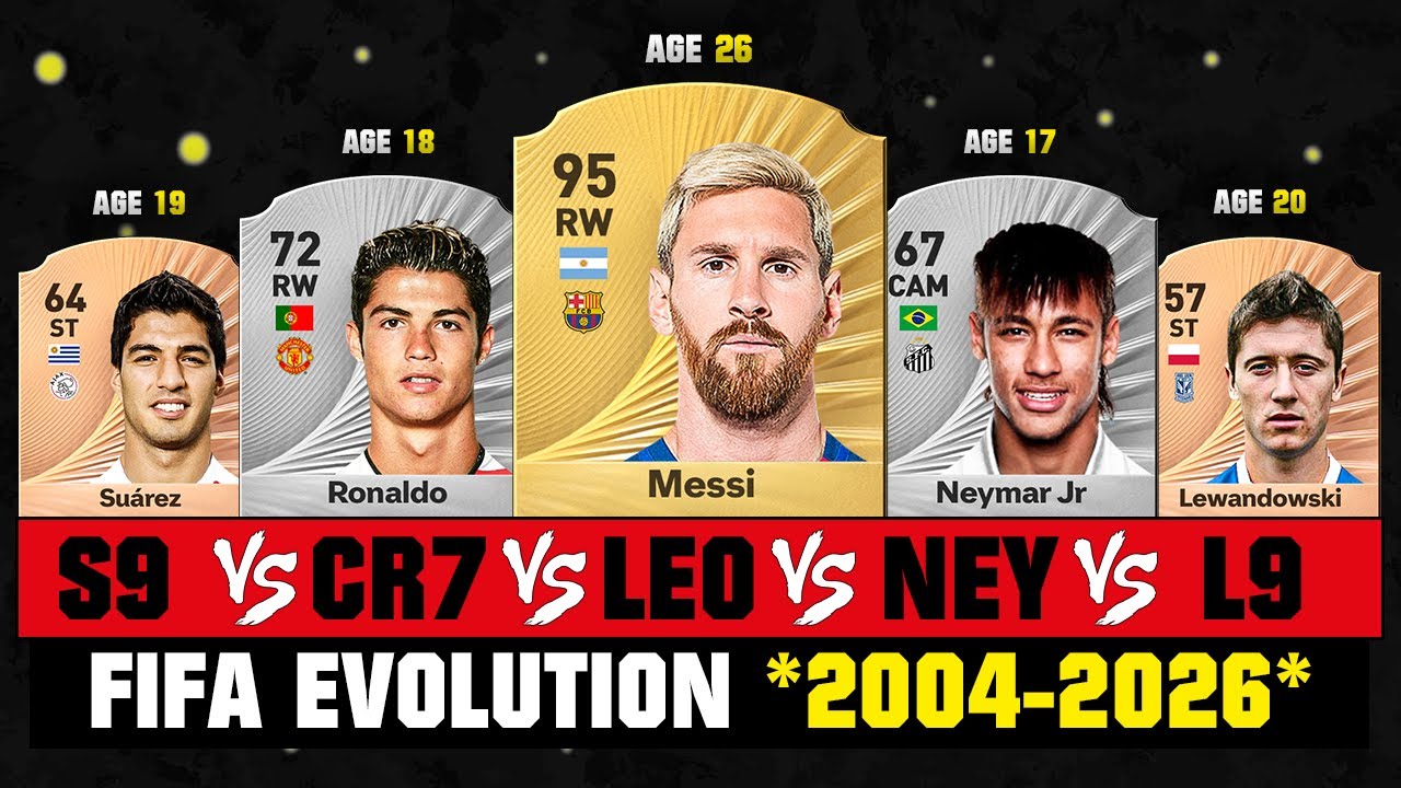 Messi VS Ronaldo VS Neymar VS Suarez VS Lewandowski FIFA EVOLUTION! 😔💔 FIFA 04 - FIFA 26
