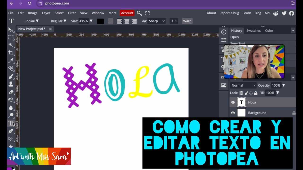 Como usar la herramienta de Texto en Photopea