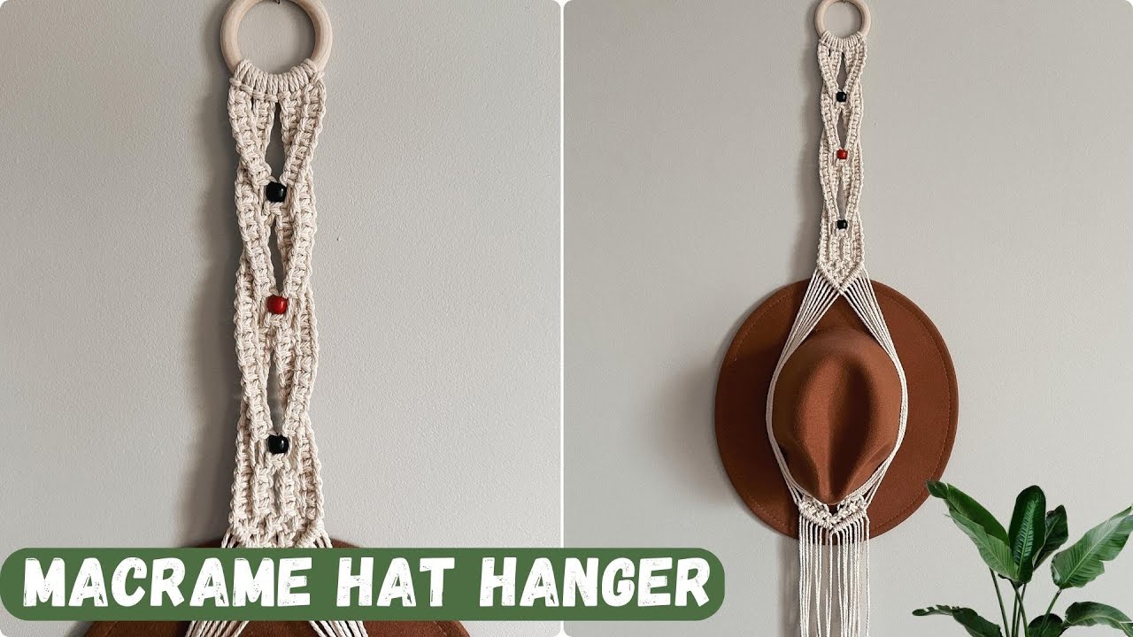 🤠DIY MACRAME HAT HANGER  WITH BEADS TUTORIAL FOR BEGINNERS | Makramowy wieszak na kapelusze