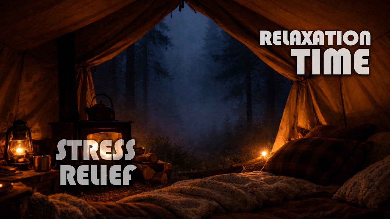 ASMR Cozy Camping in Heavy Rain🔥 Relaxing Tent Fireplace in the Deep Forest | Rain Sounds for Sleep