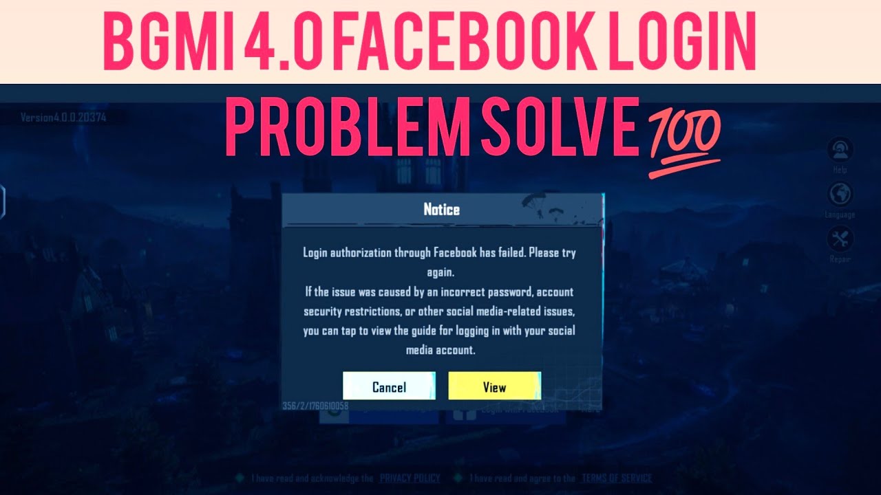 4.0 UPDATE Bgmi facebook login problem 💯SLOVE