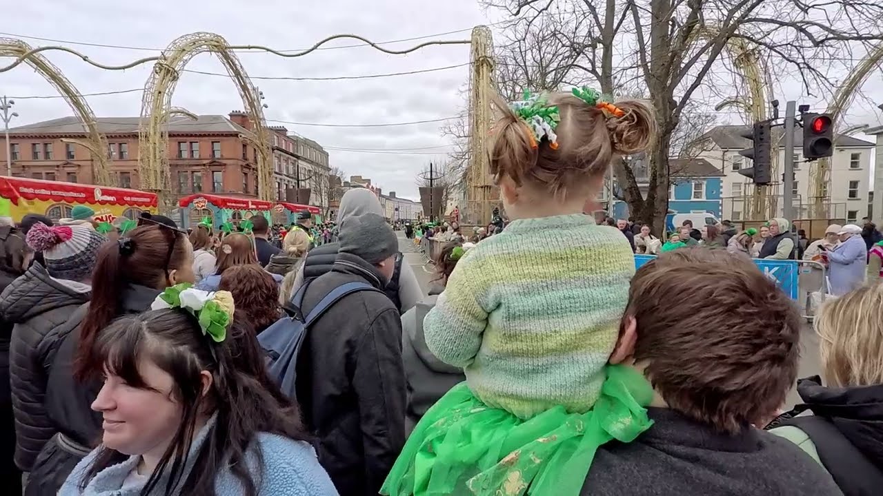 2025 St Patrick's Day in Dundalk, Ireland, co.Louth..A cold, cloudy, and just plain ugly day