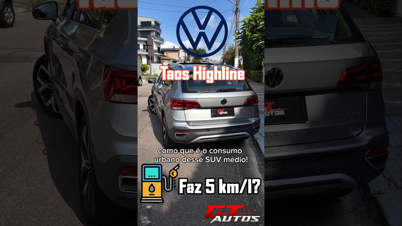 Consumo do Volkswagen Taos Highline 1.4 250TSI na cidade! #shorts