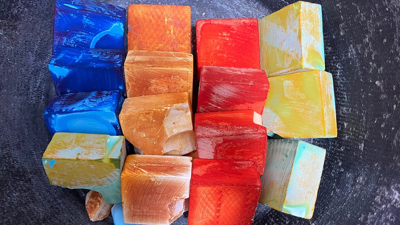 15 blocks of dyed gym chalk | ASMR | so satisfying
