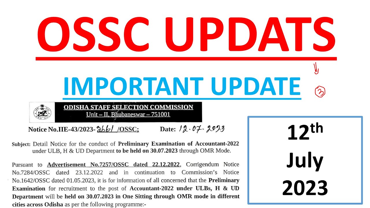 OSSC IMPORTANT UPDATES // 12TH JULY 2023 // @VIDWANCOMPETITION