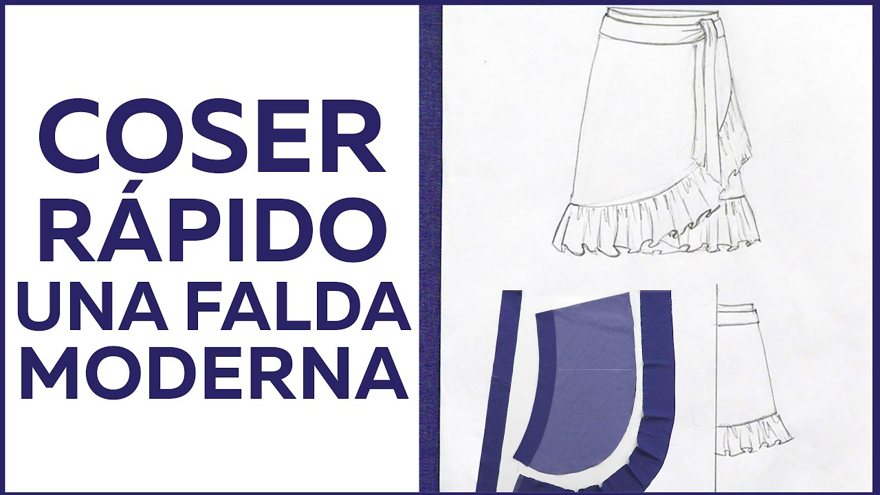 ¿Cómo coser rápidamente una falda de mezclilla cruzada con volante sin un patrón? Parte 1