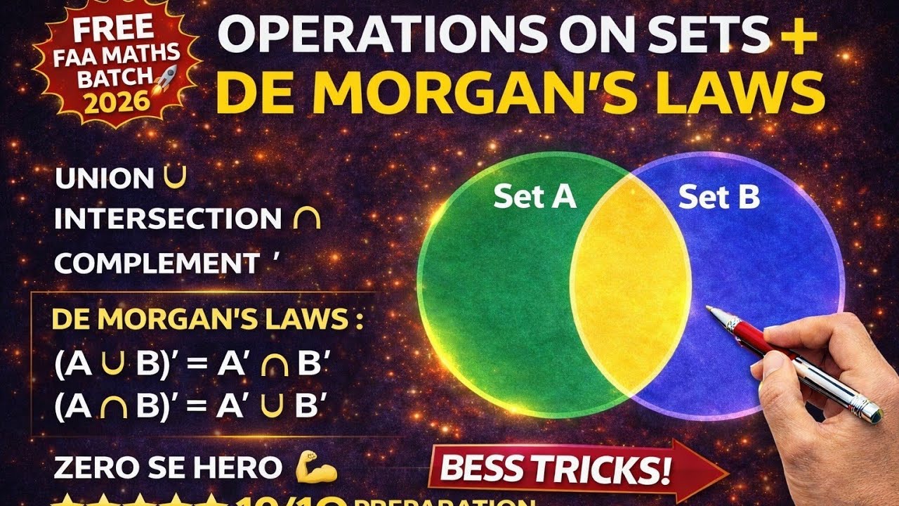 Operations on Sets & De Morgan’s Law |  for JKSSB FAA 2026