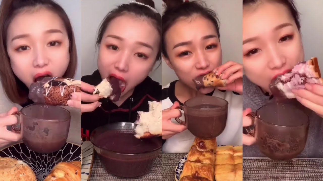 [ASMR] 杨能能 eating BREAD with BLACK SESAME PASTE (pt 1) // 디저트 먹방 吃播 Dessert MUKBANG *Dipping Series