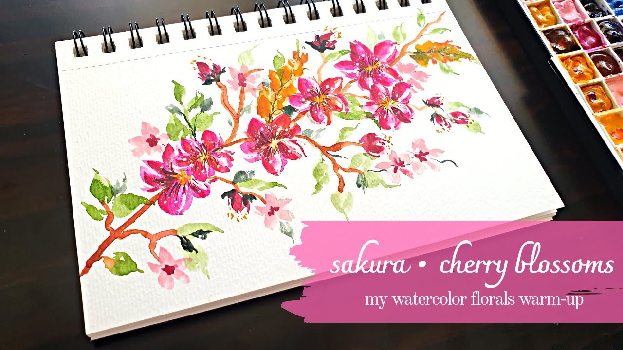 Process Video #10: Watercolor Sakura Cherry Blossoms | Loose Florals Warm-up