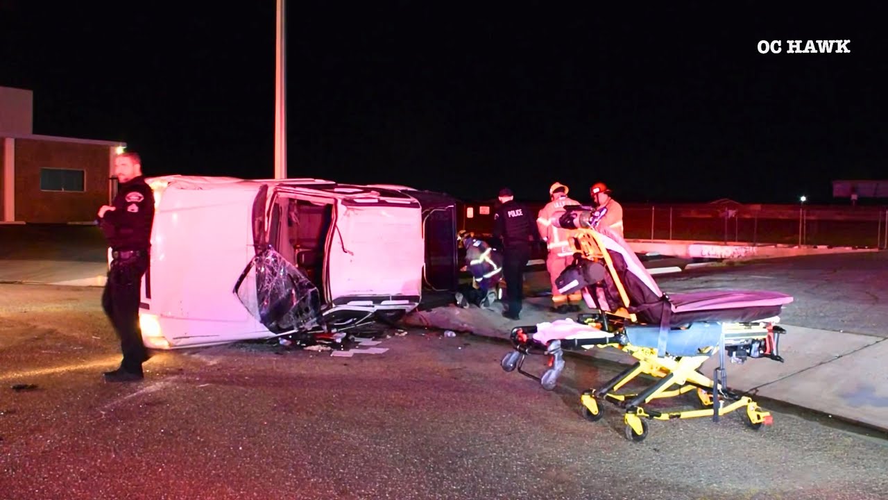 7 teens hospitalized after rollover crash in Fullerton