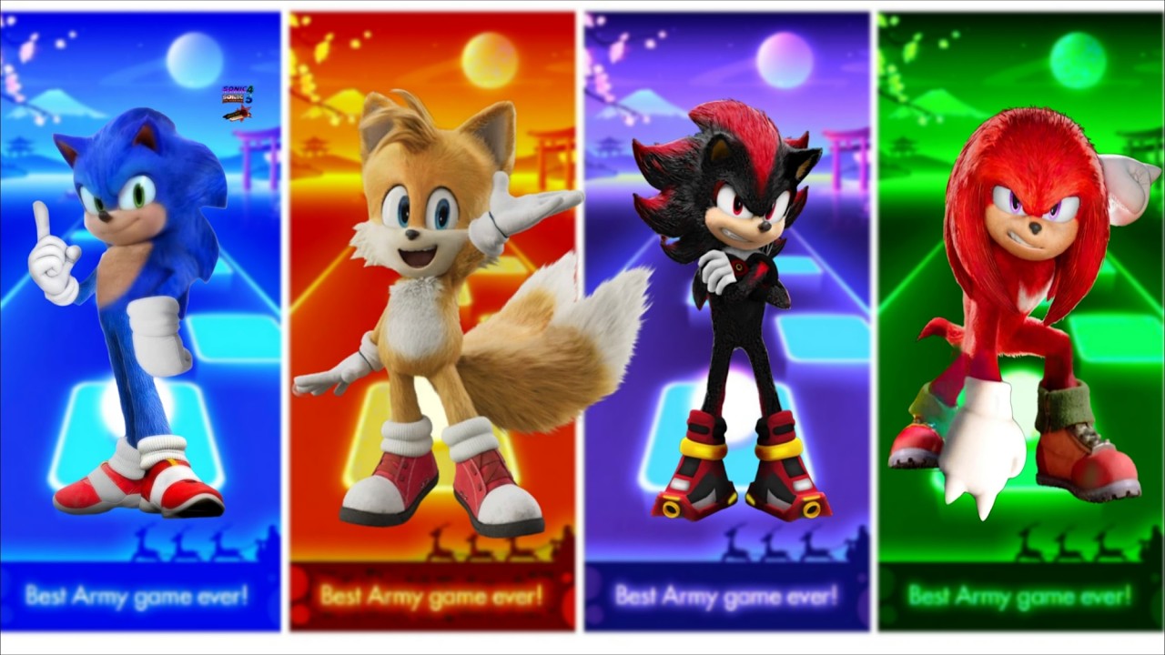 Sonic vs  Tails vs Shadow vs Knuckles - Tiles hop