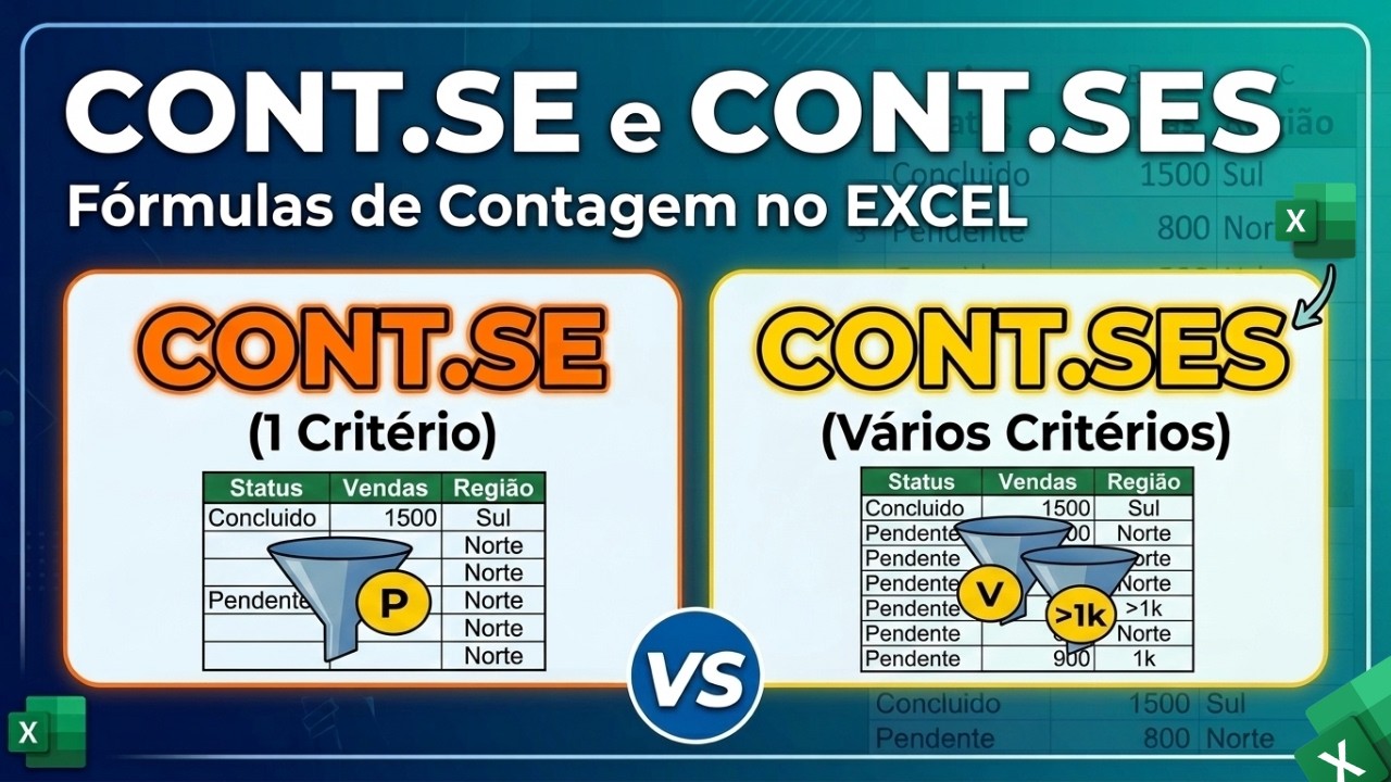 Domine a Função CONT.SE e CONT.SES no Excel: Passo a Passo