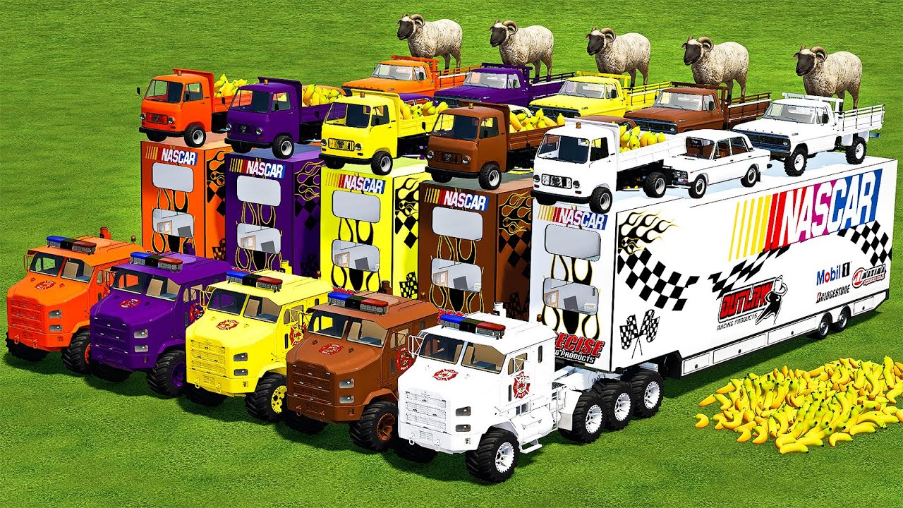 TRANSPORTING VAZ, BANANAS, RAMS & FERTILIZE SPREADING WITH PORSCHE DIESEL! Farming Simulator 22