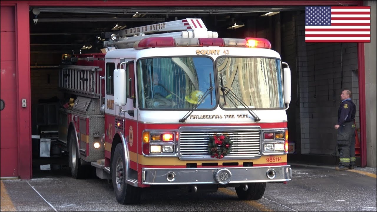 PFD Squrt 43 fire truck responding with air horn, siren & lights