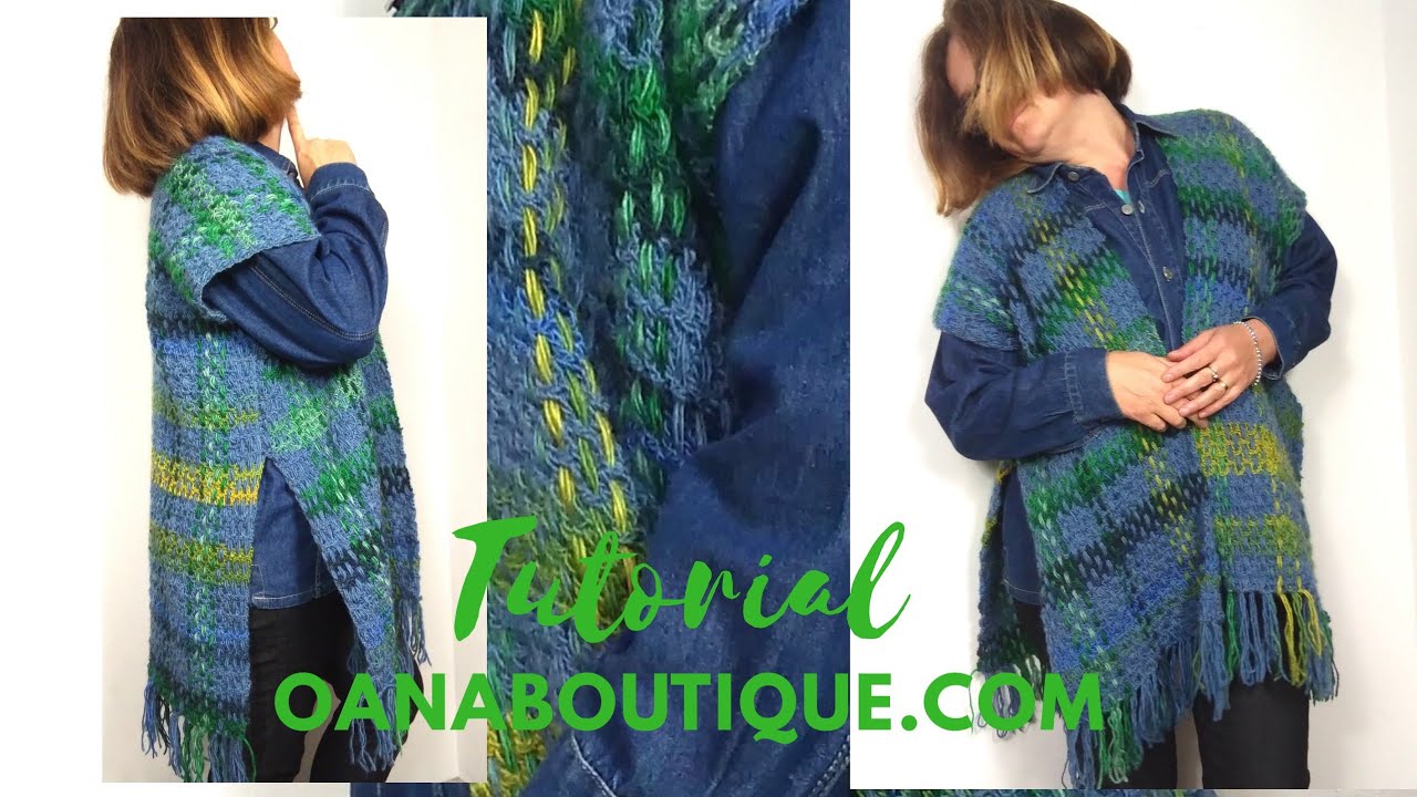 crochet tartan style poncho by Oana
