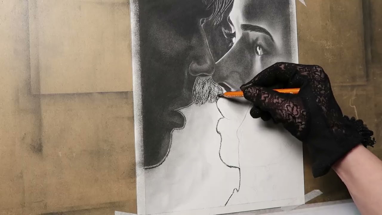 Last Goodbye- Jeff Buckley Music-Inspired Charcoal Portrait of a Finale Touch Timelapse