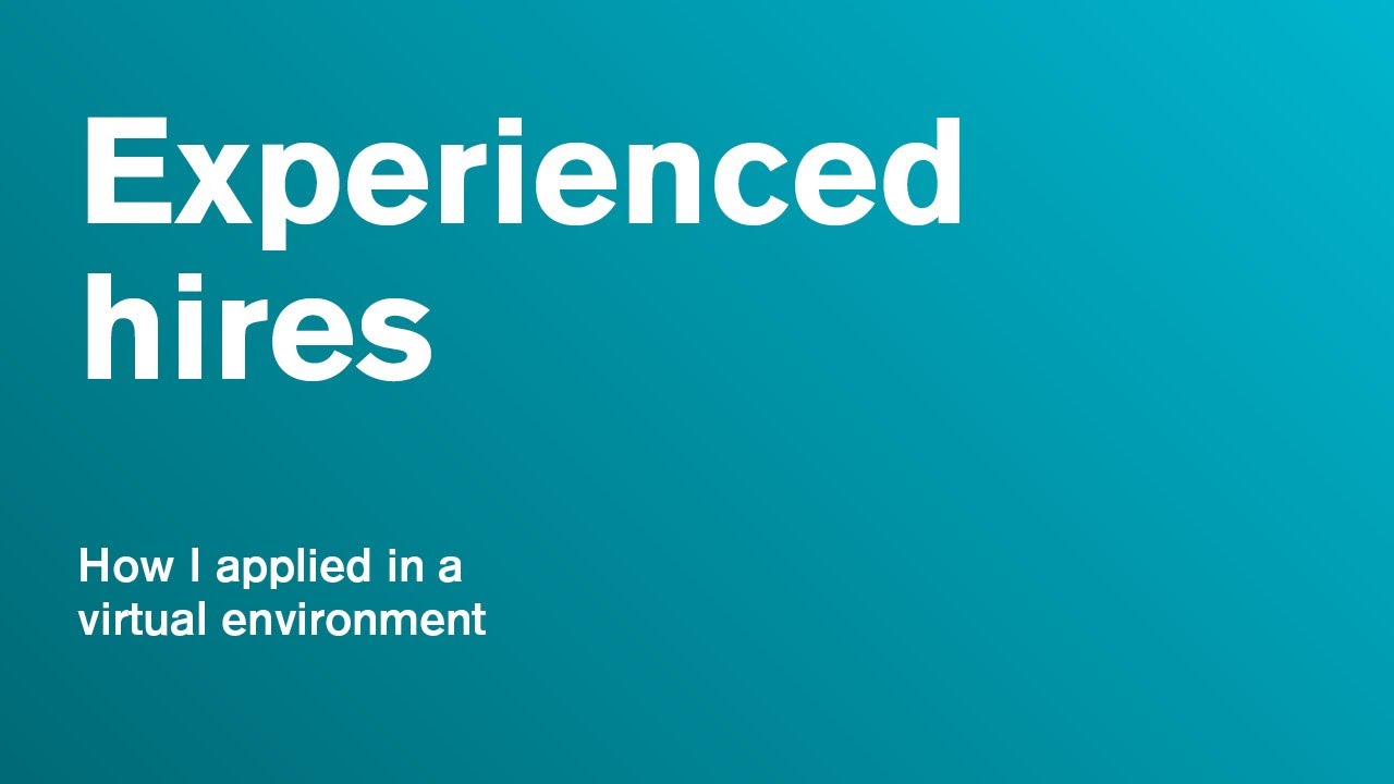 Experienced professionals - How I applied in a virtual environment