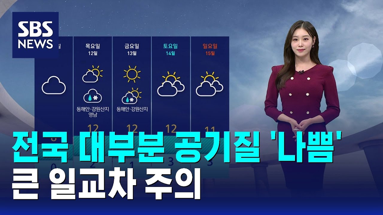 [날씨] 전국 대부분 공기질 '나쁨'…큰 일교차 주의 / SBS