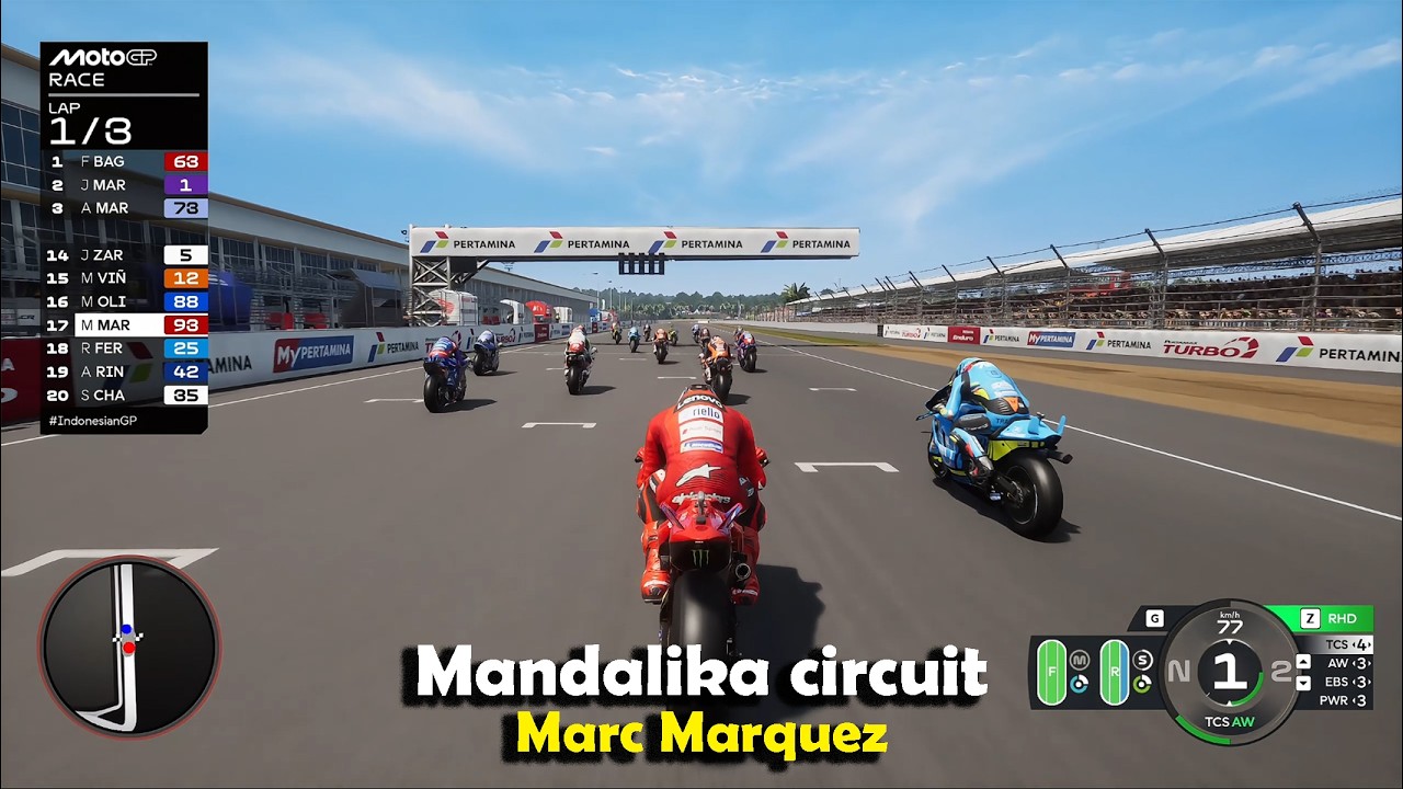 Marc Marquez vs 100% AI Opponents at Mandalika Circuit | MotoGP 25 [4K60FPS | Realistic Difficulty]