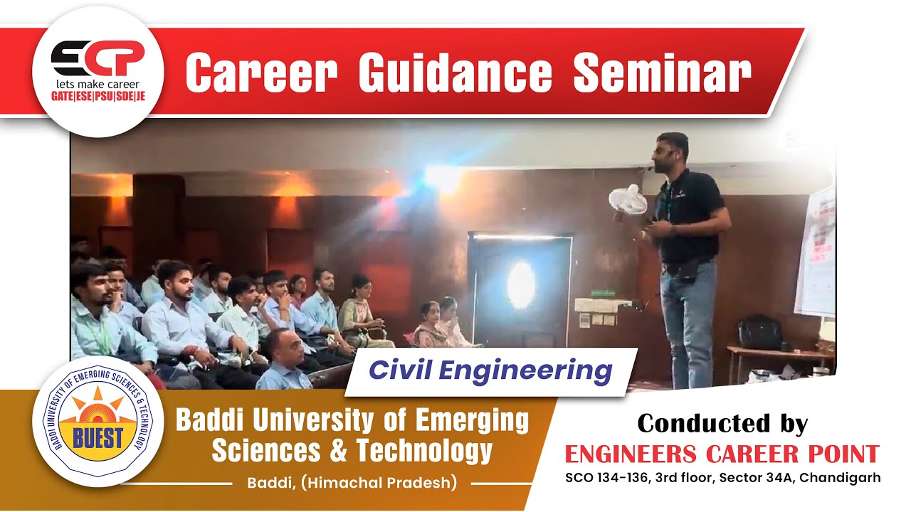 Career guidance seminar conducted by ECP @Baddi University of Emerging Sciences & Technology, HP