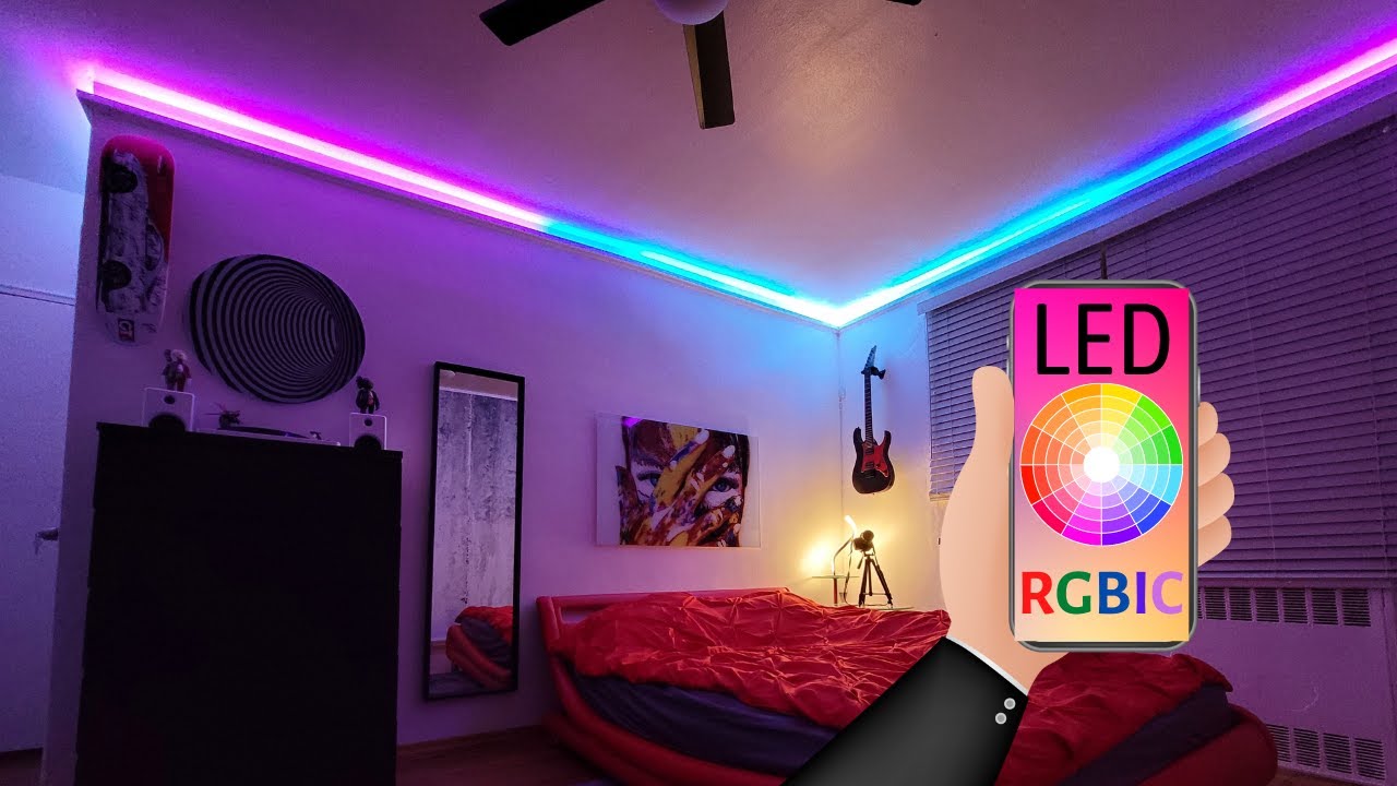 How To Install Crown Moulding With LED Lights (Indirect Lighting Led Light Strips On The Ceiling)DIY