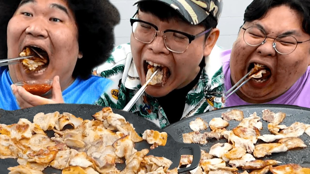 합쳐도 300kg이 넘지 않는 남자들의 파절이 삼겹살 먹방  3 men weigh 500kg in total korean Grilled Pork Belly Mukbang