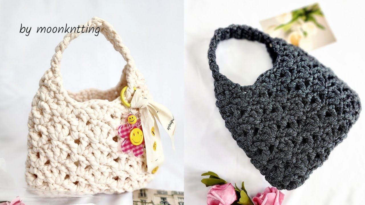 [코바늘 가방]쉘네트 호보백♡브릭얀1볼로 만드는 여름 미니 호보백, 2시간 완성! crochet bag/moonknitting