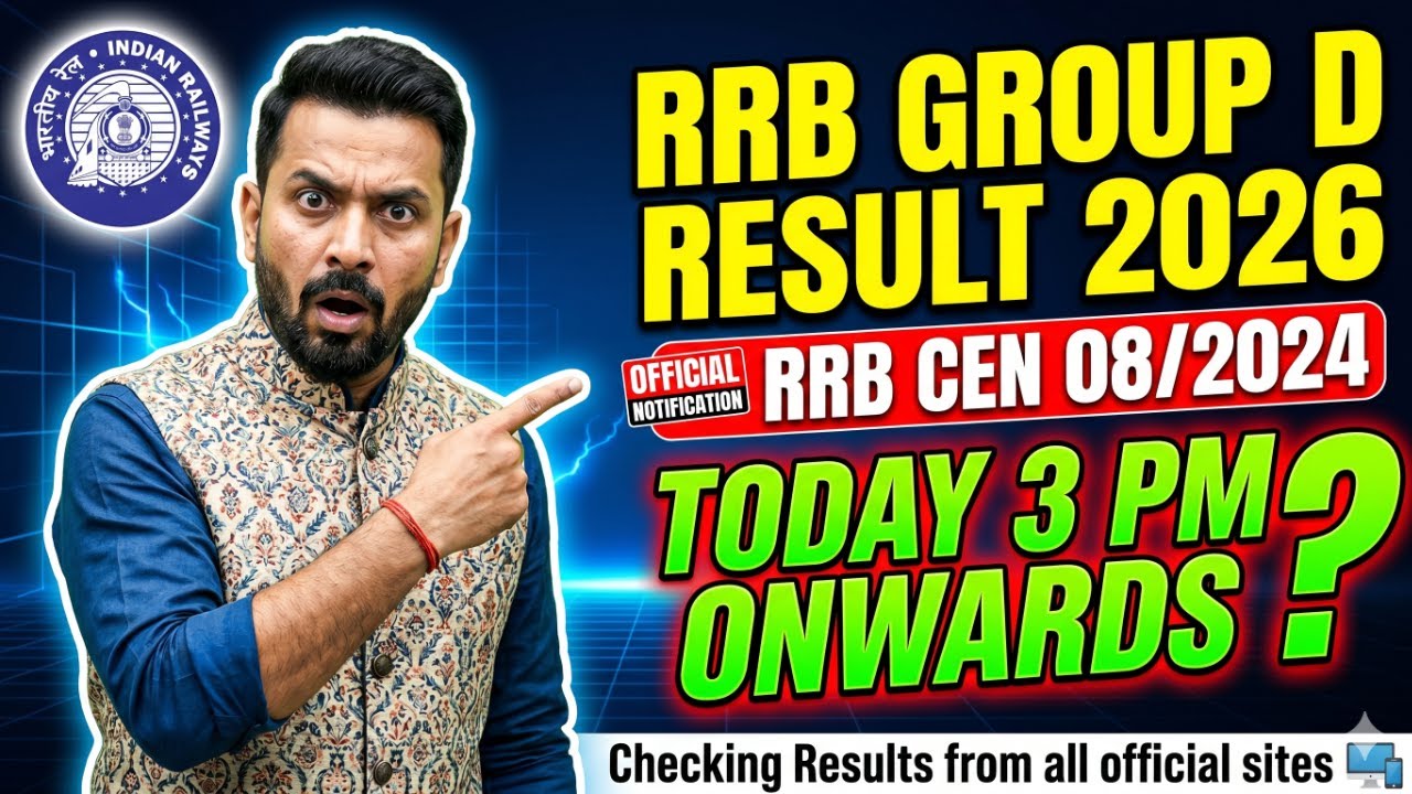 RRB Group D Result 2026: 3 PM Update Truth! 🔴 Live Checking All Official Sites (CEN 08/2024)