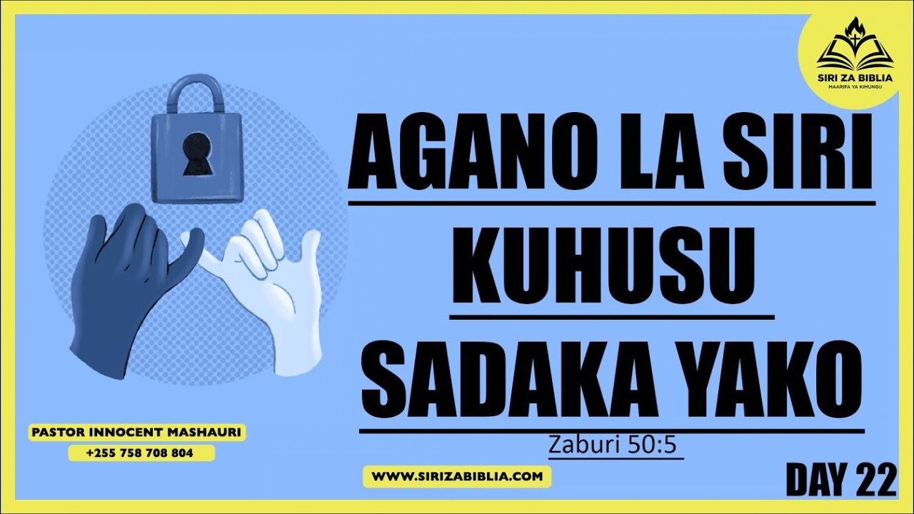 KUFANYA AGANO NA MUNGU KWA SADAKA YAKO // MALIMBUKO